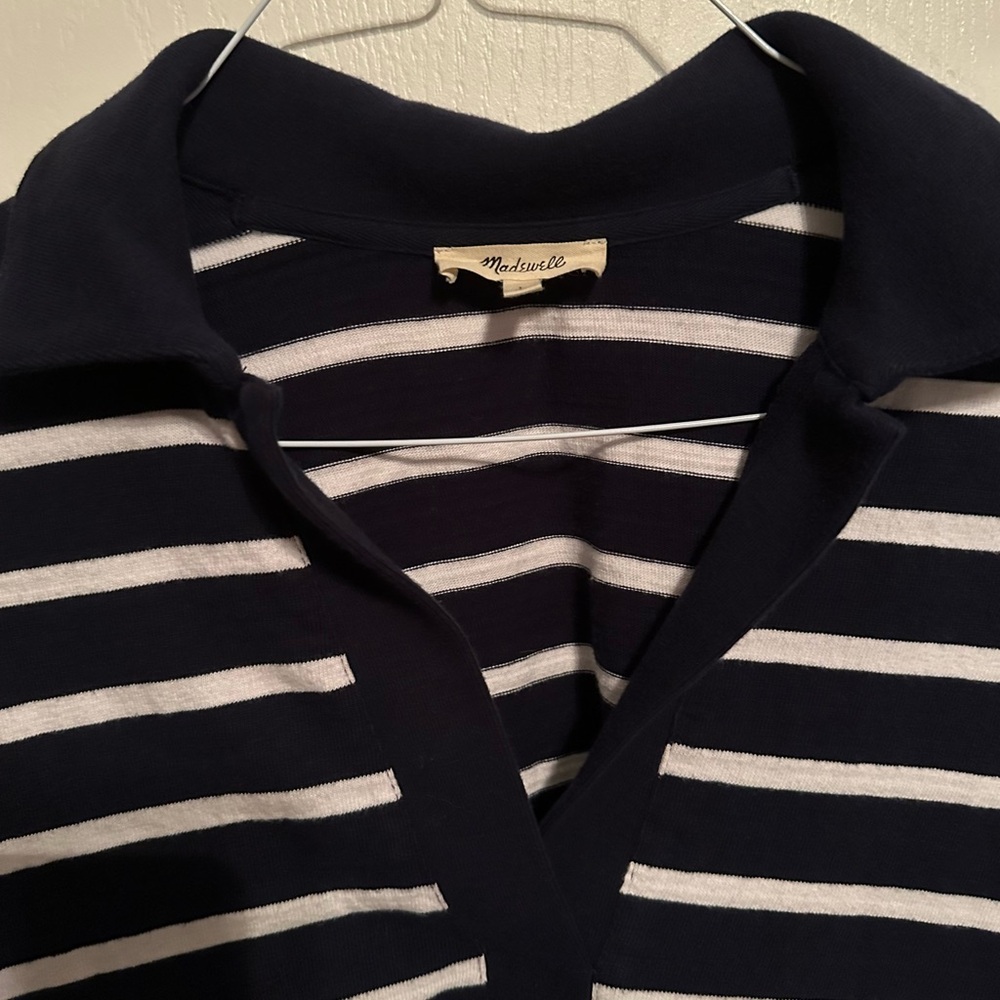 Madewell Navy and White Striped Long Sleeve Top - Picture 2 of 4